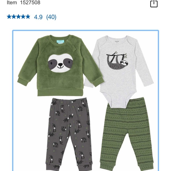 Adorable sloth 4 piece infant set - Picture 2 of 5